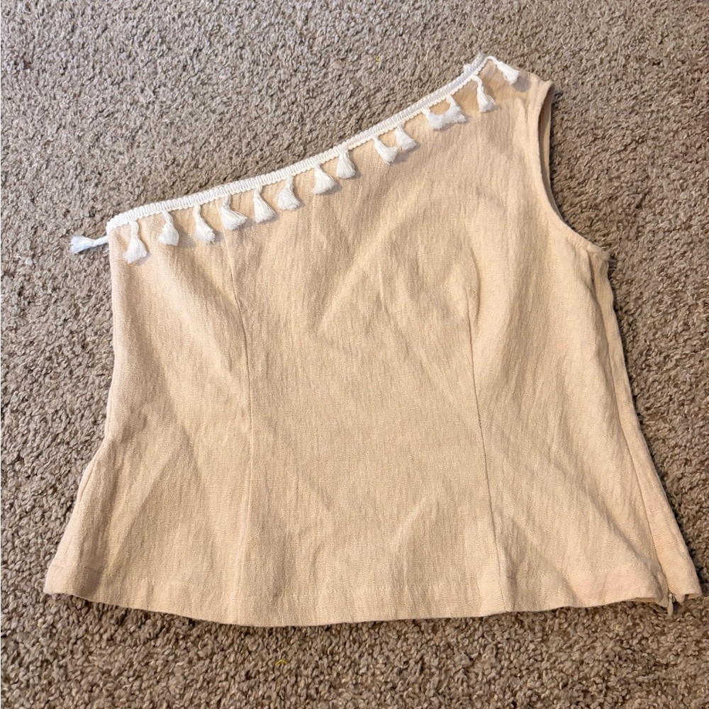 Never Fully Dressed Beige One-Shoulder Too